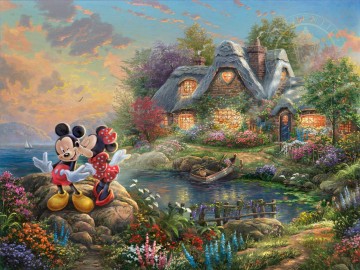 350 人の有名アーティストによるアート作品 Painting - ミッキーとミニーの恋人ドープ トーマス キンケード